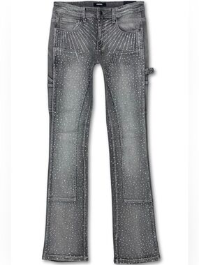 KINDRED Full Rhinestone Stacked Carpenter Jeans Grey 32x36 NWT $130
